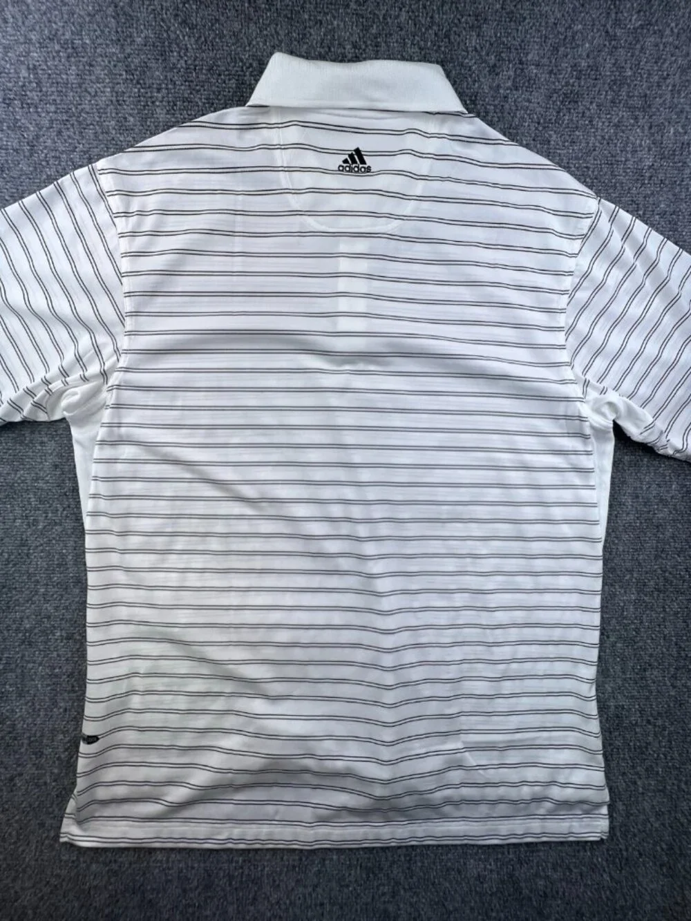 Adidas White Black Striped Large Short Sleeve Polo Shirt Men’s Climacool Adult